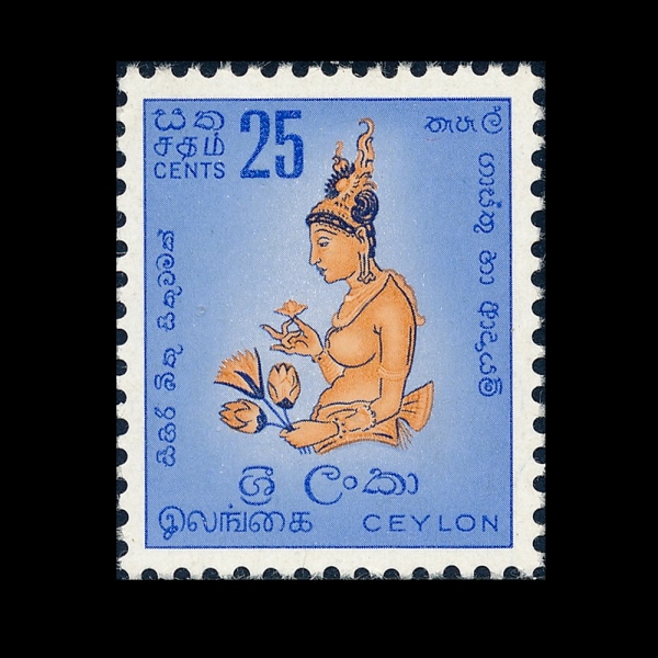 CEYLON(�Ƿ�)-#350-25c-SIGIRIYA FRESCO(�ñ⸮�� ��������ȭ)-1958.5.14��
