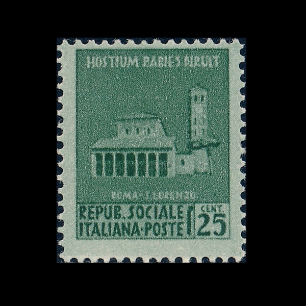 ITALY-ITALIAN SOCIAL REPUBLIC(��Ż���� ��ȸ��ȭ��)-#19-25c-BASILICA OF SAN LORENZO, ROME(�� �� �η��� ��Ȳ �뼺��)-1944��