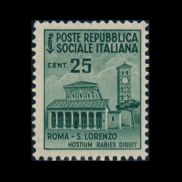 ITALY-ITALIAN SOCIAL REPUBLIC(��Ż���� ��ȸ��ȭ��)-#25-25c-BASILICA OF SAN LORENZO, ROME(�� �� �η��� ��Ȳ �뼺��)-1944��