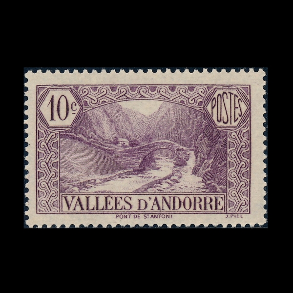 ANDORRA, FRENCH ADMINISTRATION(�ȵ��� ����������)-#27-10c-BRIDGE OF ST. ANTHONY(��Ʈ ����� �� �� �׷��� �ٸ�)-1932��