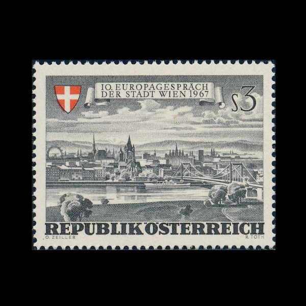 AUSTRIA(����Ʈ����)-#794-3s-VIEW AND ARMS OF VIENNA(�񿣳��� ����, ����)-1967.6.12��