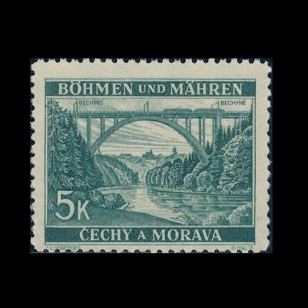 CZECHOSLOVAKIA-BOHEMIA AND MORAVIA(����̾ƿ� ����� ��ȣ��)-#44-5k-LAINSITZ BRIDGE NEAR BECHYNE(�׹�Ʈ�� �������� �� �ٸ�)-1940��