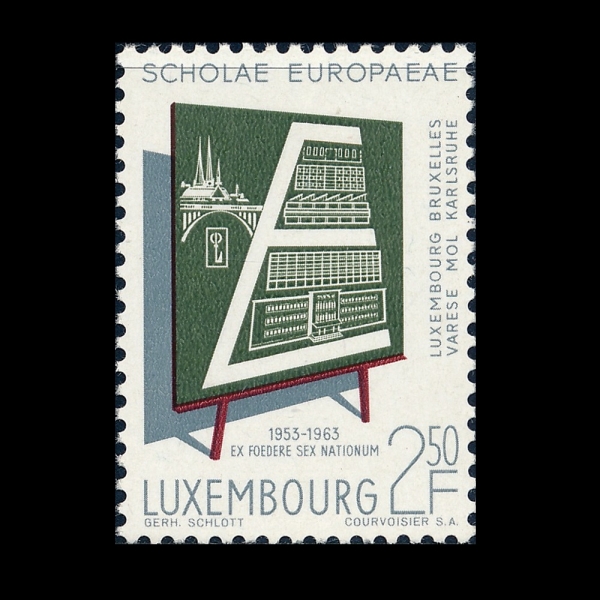 LUXEMBOURG(����θ�ũ)-#400-2.50fr-BLACKBOARD SHOWING EUROPEAN SCHOOL BUILDINGS(���� �б�, ��������� �ǹ�)-1963.4.13��