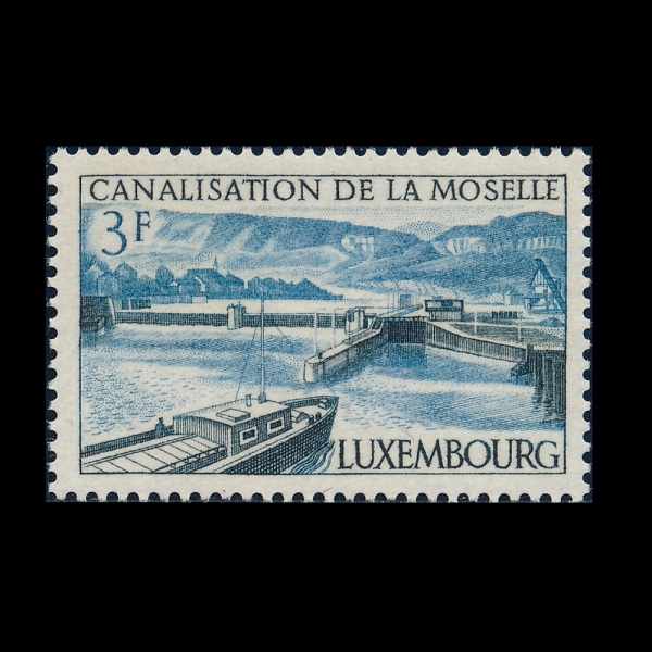 LUXEMBOURG(����θ�ũ)-#410-3fr-BARGE ENTERING LOCK AT GREVENMACHER DAM(�׷������� ���� ������ ����, ���)-1964.5.26��