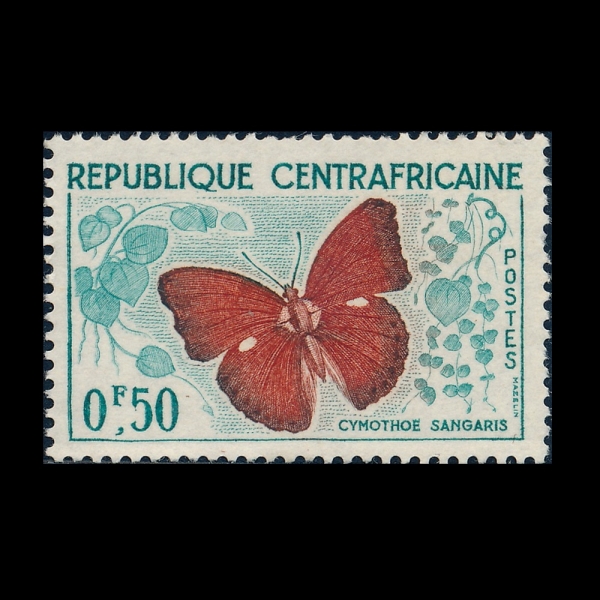 CENTRAL AFRICAN REPUBLIC(�߾Ӿ�����ī ��ȭ��)-#4-50c-CYMOTHOE SANGARIS(�ø��信 �󰡸���)-1961.6.10��