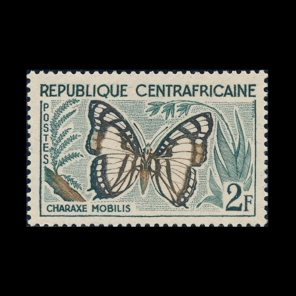 CENTRAL AFRICAN REPUBLIC(�߾Ӿ�����ī ��ȭ��)-#6-2fr-CHARAXE MOBILIS(ī������ �������)-1961.6.10��
