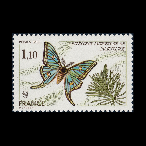 FRANCE(������)-#1708-1.10fr-GRAELLSIA ISABELLAE(�׶󿤽þ� �̻级��)-1980.5.31��