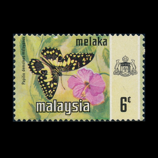 MALAYSIA-MELAKA(����ī)-#77-6c-LIME BUTTERFLY(���ʸ��� �������콺)-1971.2.1��