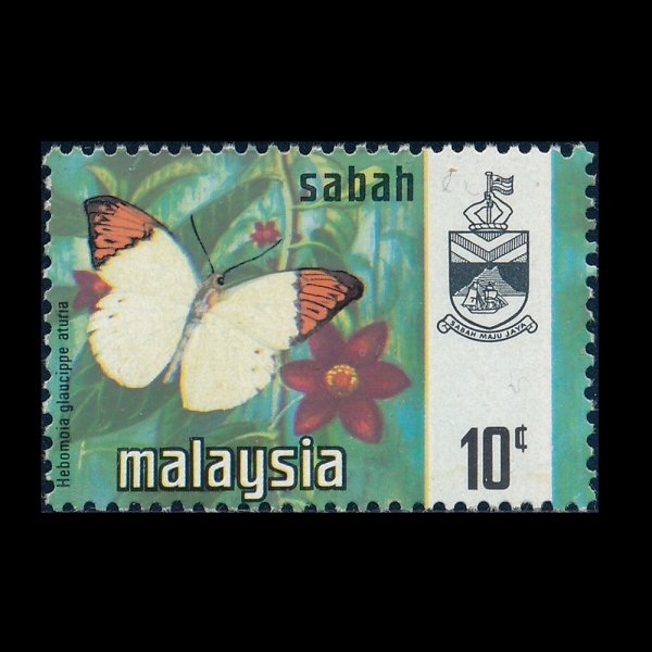 MALAYSIA-SABAH(��� ��)-#28-10c-GREAT ORANGE TIP(ū ��Ȳ�� ������)-1971.2.1��