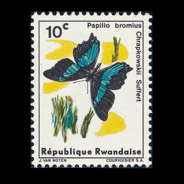 RWANDA(���ϴ�)-#114-10c-PAPILIO BROMIUS CHRAPKOWSKII SUFFERT(���� ��� �� ���񳪺�)-1965��