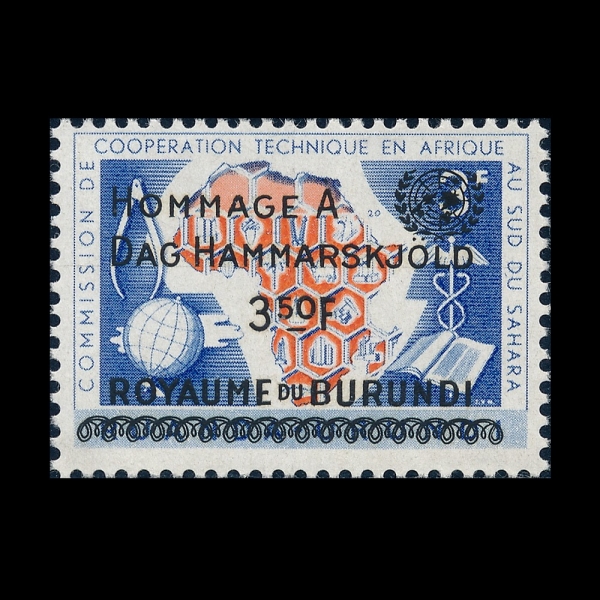 BURUNDI(�η��)-#34-3.50fr on 3fr-DAG HAMMARSKJOLD, SECRETARY GENERAL OF THE UNITED NATIONS, 1953-61(�ٱ� �Ը����е�)-1962.10.31��
