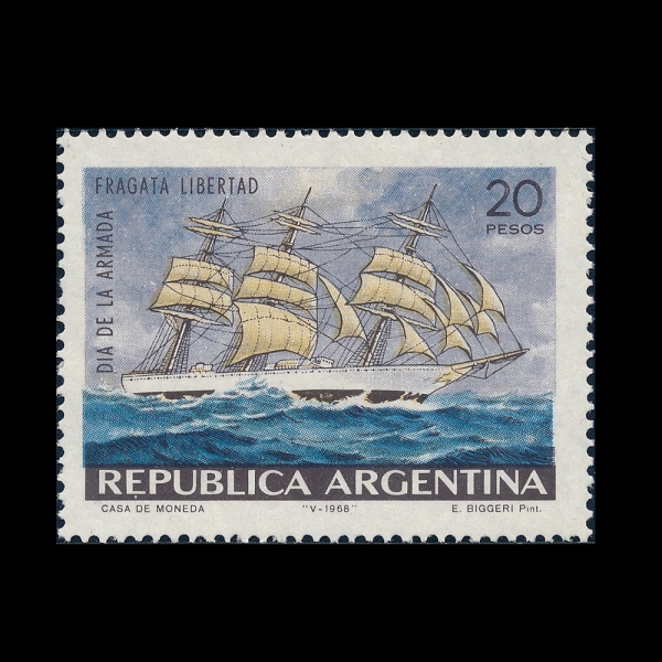 ARGENTINA(�Ƹ���Ƽ��)-#858-20p-FRIGATE \"LIBERTAD\", PAINTING BY EMILIO BIGGERI(���и��� �������� �ر��� �� \"������ ������Ÿ��\")-1968.6.15��