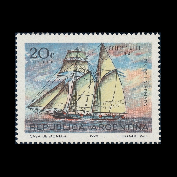 ARGENTINA(�Ƹ���Ƽ��)-#921-20c-SCHOONER \"JULIET\"(������ �ٸ���)-1970.8.8��