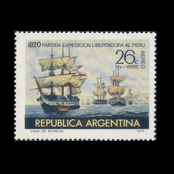 ARGENTINA(�Ƹ���Ƽ��)-#C30-26c-FLEET LEAVING VALPARAISO, BY ANTONIO ABEL(���Ķ��̼� ������ �Դ�, �ƺ� ����Ͽ�)-1970.10.17��