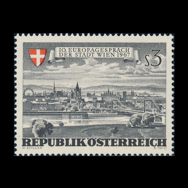 AUSTRIA(����Ʈ����)-#794-3s-VIEW AND ARMS OF VIENNA(�񿣳� ���, ����)-1967.6.12��
