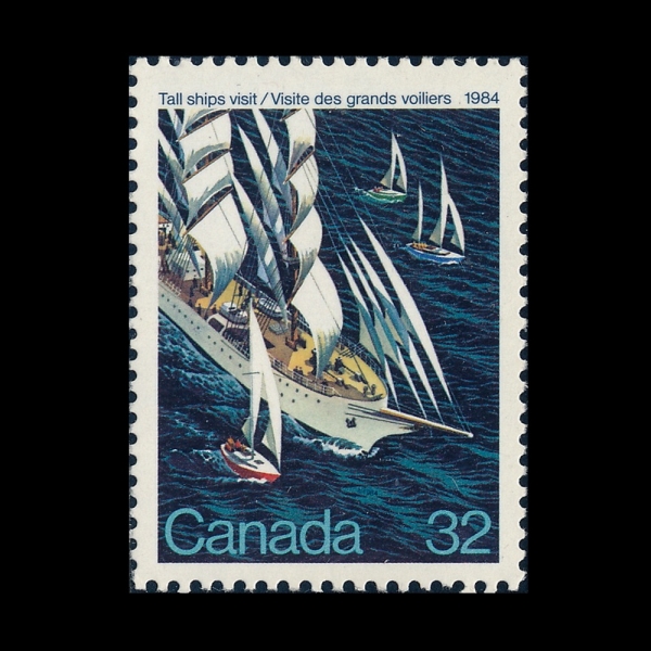 CANADA(ĳ����)-#1012-32c-VOYAGE OF TALL SHIPS, SAINT-MALO, FRANCE, TO QUEBEC CITY(������ �����ο��� ���� ��Ƽ���� �����ϴ� ���� ����)-1984.5.18��