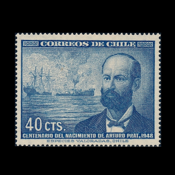 CHILE(ĥ��)-#251-40c-ARTURO PRAT CHACON AND IQUIQUE NAVAL BATTLE(�Ƹ����� ����Ʈ, ��Ű�� ����)-1948.12.24��