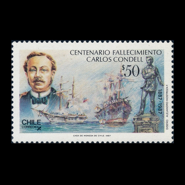 CHILE(ĥ��)-#762-50p-REAR ADMIRAL CARLOS CONDELL DE LA HAZA, NAVAL HERO AT THE BATTLE OF THE PACIFIC(ī���ν� �ܵ�)-1987.11.7��