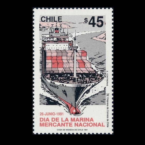 CHILE(ĥ��)-#963-45p-NATL. MERCHANT MARINE DAY(���� �ؾ��� ��)-1991.6.26��