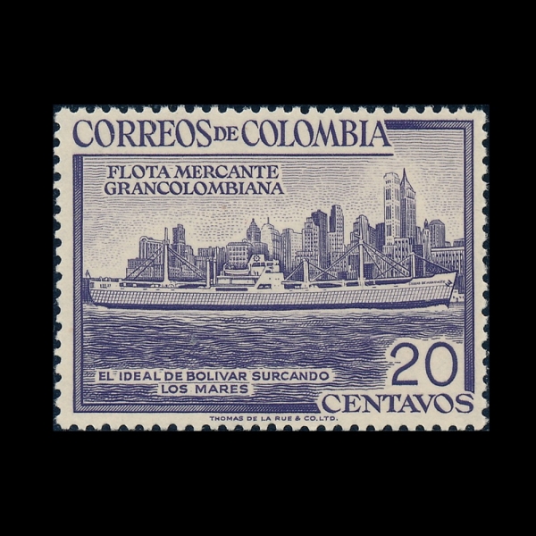 COLOMBIA(�ݷҺ��)-#637-20c-M. S. CITY OF MANIZALES AND NEW YORK SKYLINE(M S ���ϻ췹�� ��, ���� ��ī�̶���)-1955.4.12��