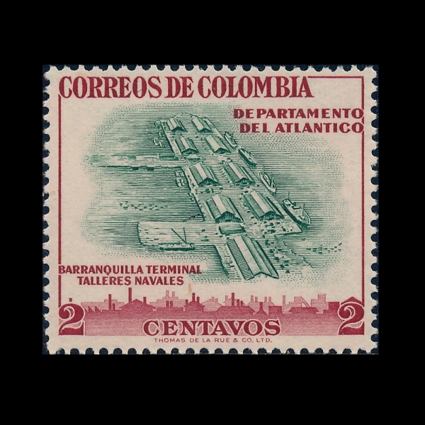 COLOMBIA(�ݷҺ��)-#644-2c-DOCKS, ATLANTICO(�ε�, ��Ʋ��Ƽ��)-1956��