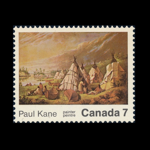 CANADA(ĳ����)-#553-7c-INDIAN ENCAMPMENT ON LAKE HURON, BY KANE(�� ������ �޷� ȣ�� �ε�� �߿���)-1971.8.11��