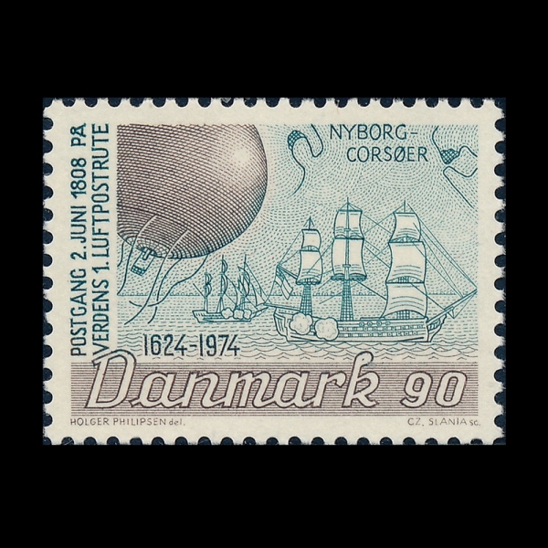 DENMARK(����ũ)-#563-90o-BALLOON AND SAILING SHIPS(���ⱸ, ����)-1974.10.9��