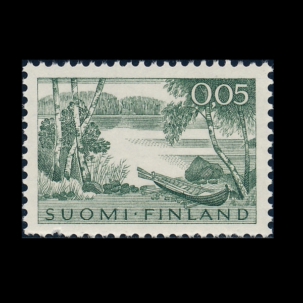 FINLAND(�ɶ���)-#380-5m-LAKE AND ROWBOAT(ȣ��, �� ���� ��Ʈ)-1961��