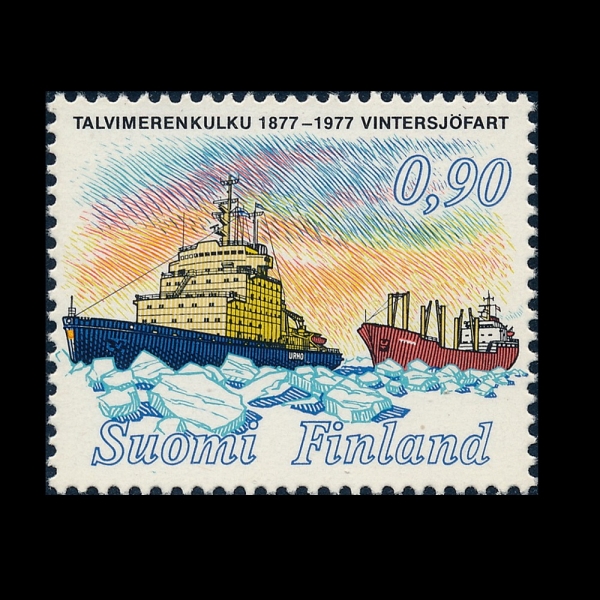 FINLAND(�ɶ���)-#595-90p-ICEBREAKER RESCUING MERCHANTMAN(�����ϴ� �����)-1977.3.2��