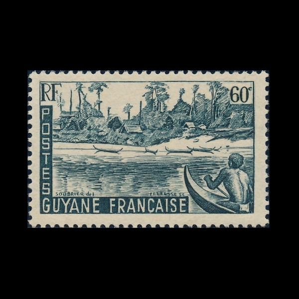FRENCH GUIANA(�������� ��Ƴ�)-#195-60c-MARONI RIVER BANK(���δ� ��)-1947.6.2��