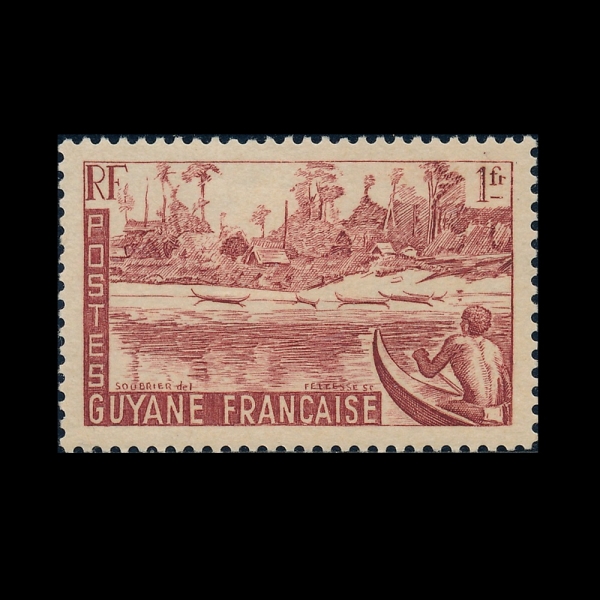 FRENCH GUIANA(�������� ��Ƴ�)-#196-1fr-MARONI RIVER BANK(���δ� ��)-1947.6.2��