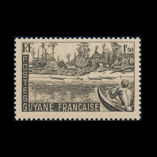 FRENCH GUIANA(�������� ��Ƴ�)-#197-1.50fr-MARONI RIVER BANK(���δ� ��)-1947.6.2��