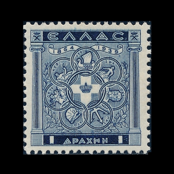 GREECE(�׸���)-#416-1d-COAT OF ARMS OF IONIAN ISLANDS(�̿��Ͼ� ������ ����)-1939.5.21��