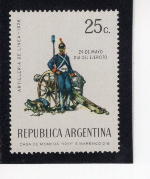 ARGENTINA(�Ƹ���Ƽ��)-#958-25c-ARMY DAY, ARTILLERYMAN, 1826(������ ��, ����, 1826��)-1971.7.3��