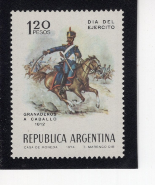 ARGENTINA(�Ƹ���Ƽ��)-#1028-1.20p-HUSSAR, 1812, BY ELEODARO MARENCO(�Ļ縣, ���������� ������)-1974.10.26��