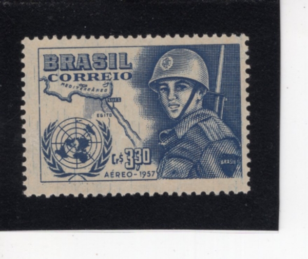 BRAZIL(�����)-#C88-3.30cr-UN EMBLEM, SOLDIER AND MAP OF SUEZ CANAL AREA(���� ������, ������ ���� ���� ���� ,����)-1957.10.24��