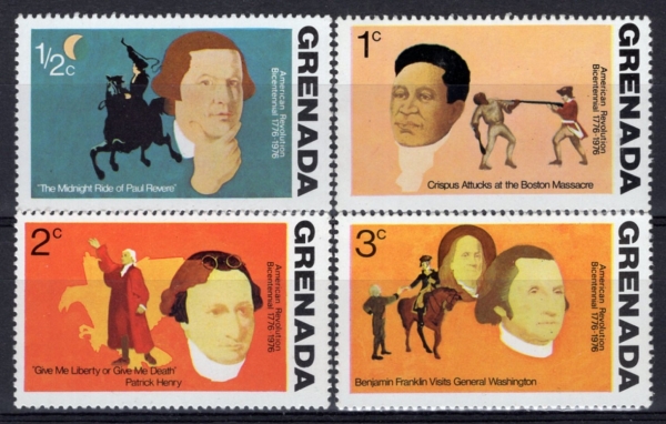 GRENADA(�׷�����)-#628~31(4��)-AMERICAN REVOLUTION BICENT.(�̱� �Ǳ� 200�ֳ�)-1975.5.6��