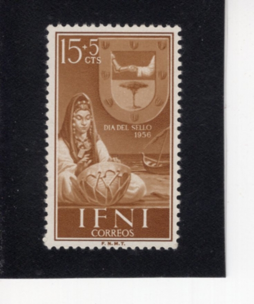 HUNGARY(�밡��)-#B28-15+5c-ARMS OF SIDI IFNI, BOAT AND WOMAN WITH DRUM(�õ� ������ ���� ����, ��Ʈ, �巳)-1956.11.23��