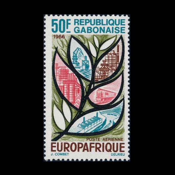 GABON(����)-#C46-50fr-SYMBOLS OF INDUSTRY AND TRANSPORTATION(���, ������ ��¡)-1966.7.26��