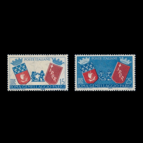 ITALY(��Ż����)-#768~9(2��)-ARMS OF PARIS AND ROME(�ĸ��� �θ� ����)-1959.4.9��