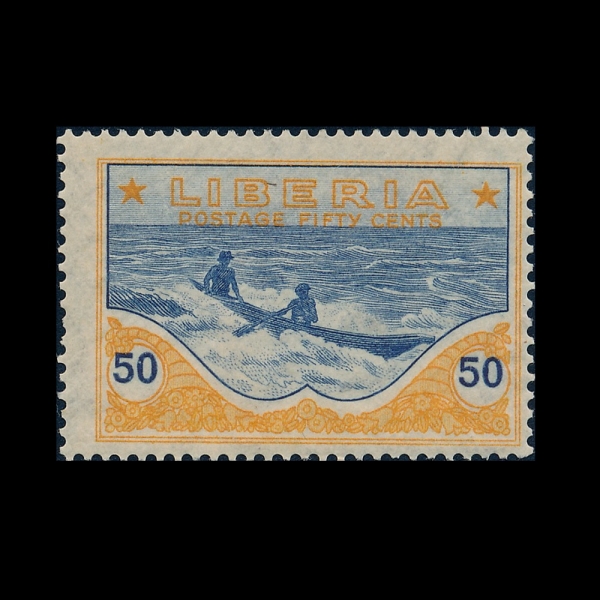 LIBERIA(���̺�����)-#190-50c-KRUMEN IN DUGOUT(ũ����� Ÿ�� ���׾ƿ� ī��)-1921��