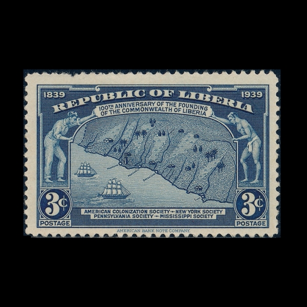 LIBERIA(���̺�����)-#277-3c-COAST LINE OF LIBERIA, 1839(���̺����� �ؾȼ� 1839��)-1940.7.29��