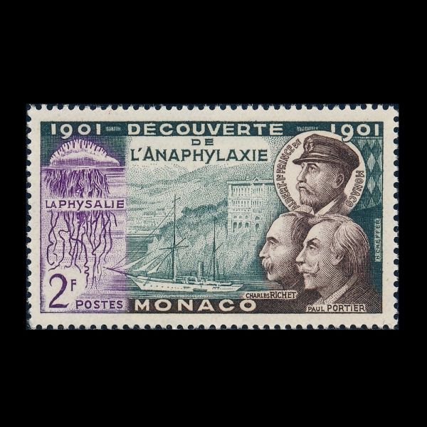 MONACO(����)-#303-2fr-PHYSALIA AND LABORATORY SHIP HIRONDELLE II(�ǻ츮�� ������, ���� ���е� II)-1953.6.29��