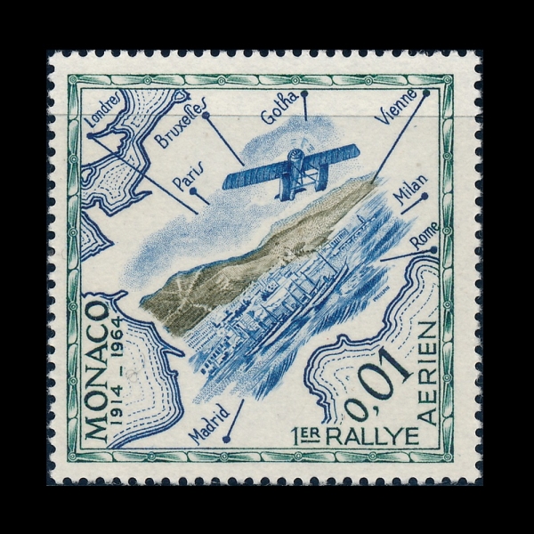MONACO(����)-#565-1c-DESIGN FROM 1914 RALLY POST CARD(1914�� ���� ����)-1964.5.22��