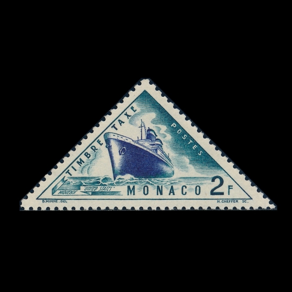MONACO(����)-#J40-2fr-S. S. UNITED STATES(SS ������Ƽ�� ��������)-1953��