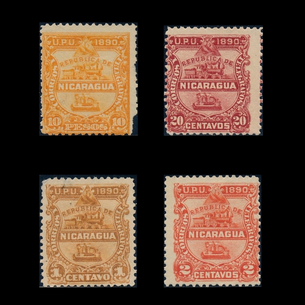 NICARAGUA(��ī���)-#A5(4��)-LOCOMOTIVE AND TELEGRAPH KEY(�����, ����Ű)-1890��