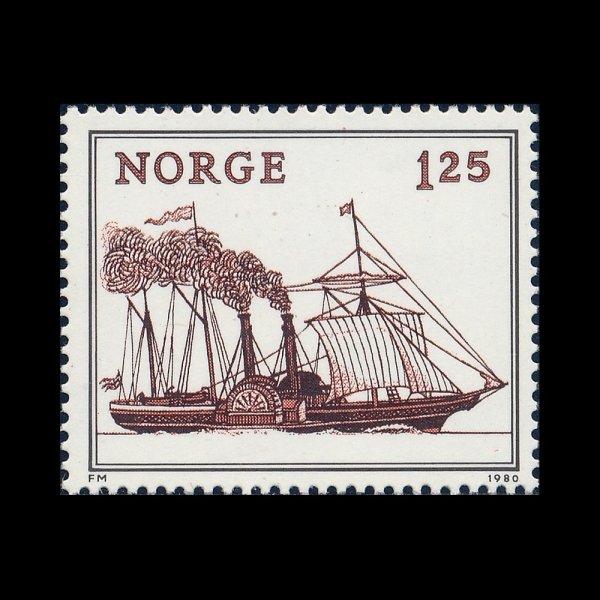 NORWAY(�븣����)-765a-1.25k-PADDLE STEAMER \"BERGEN\"(������ ���⼱ ȸ��)-1980.6.13��