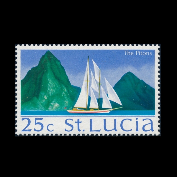 ST.LUCIA(����Ʈ ��þ�)-#269-25c-THE PITONS AND SAILBOAT(���� ���, ����)-1970.2.1��