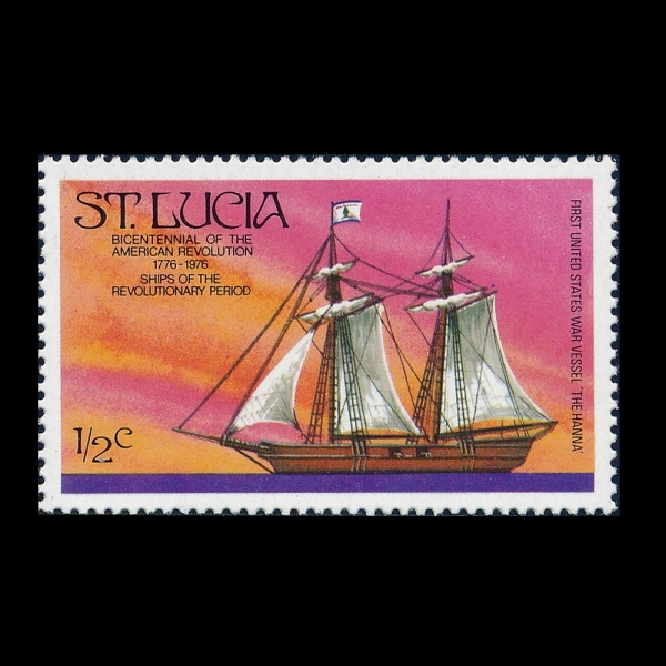 ST.LUCIA(����Ʈ ��þ�)-#386-1/2c-\"HANNA\", FIRST US WARSHIP(USS �ѳ�)-1976.1.28��