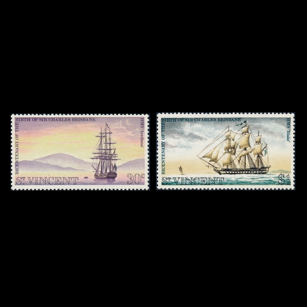 ST.VINCENT(����Ʈ ��Ʈ)-#342~3(2��)-SAILING SHIP \"ARETHUSA\" AND \"BLAKE\"(�Ʒ�����. ������ũ ����)-1972.9.28��